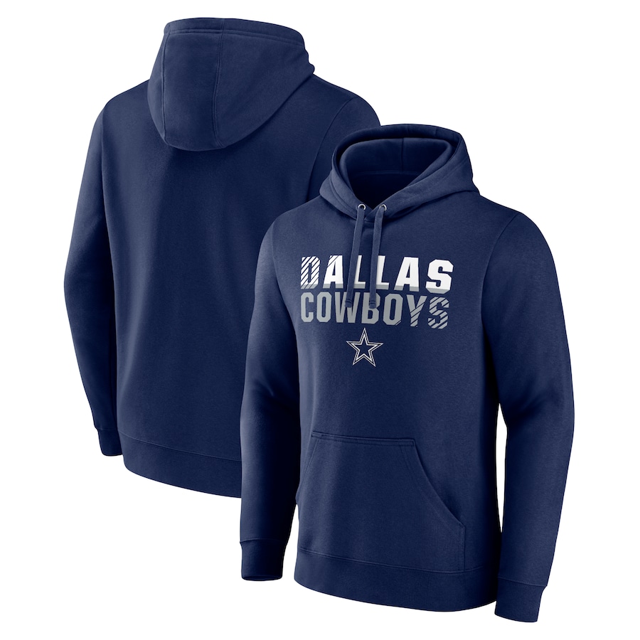 Dallas Cowboys Navy Fade Out Fitted Pullover Hoodie - Man