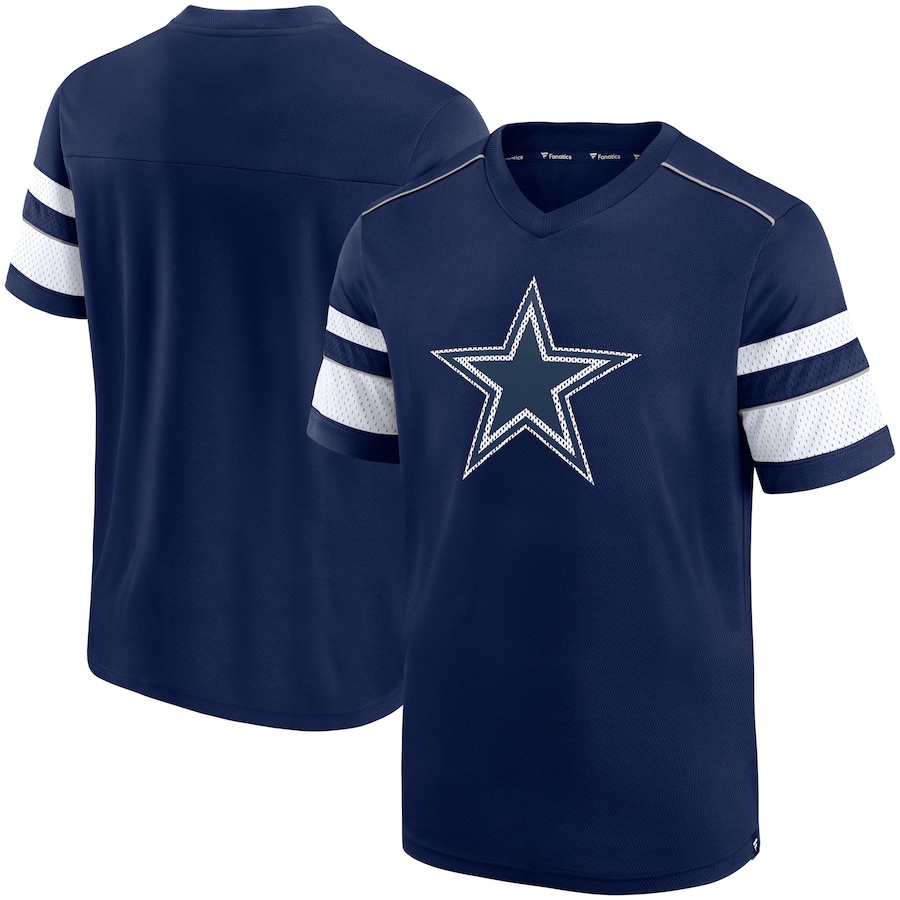 Dallas Cowboys Navy Textured Hashmark V-Neck T-Shirt - Man