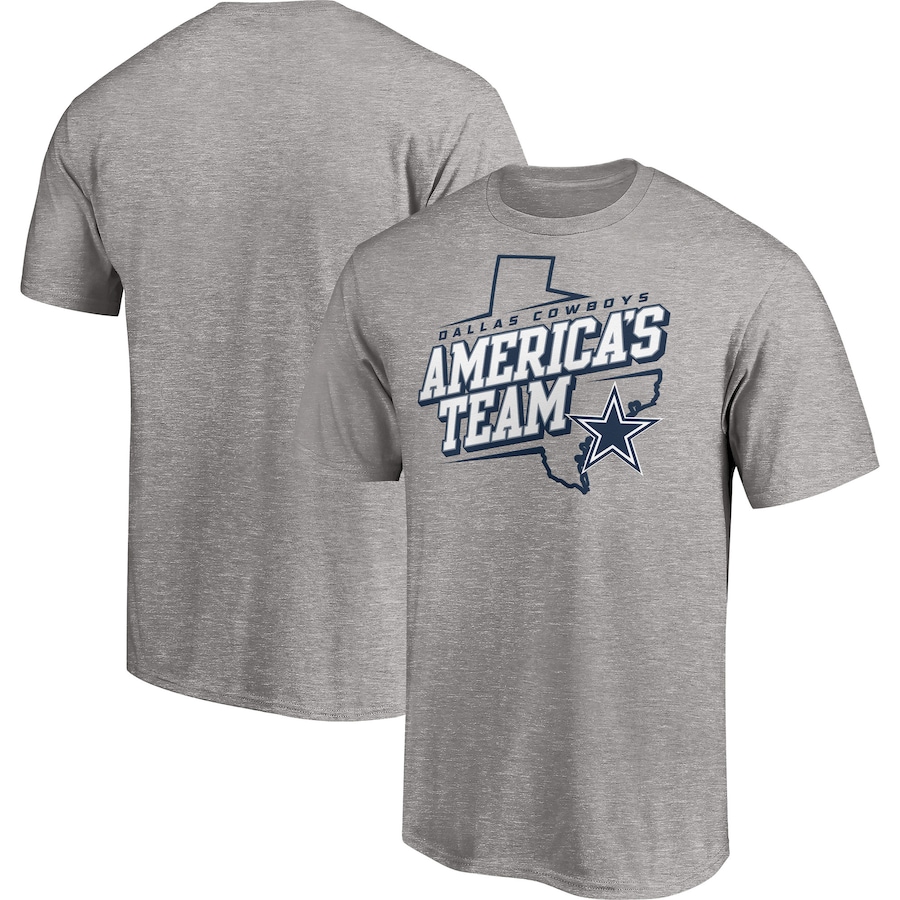 Dallas Cowboys Majestic Heathered Gray Hometown Collection State Shape T-Shirt - Man