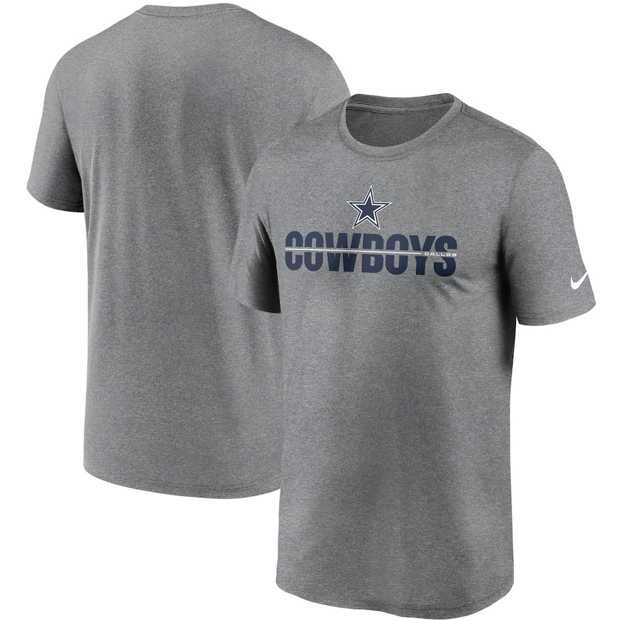 Dallas Cowboys Football Heathered Charcoal Legend Microtype Performance T-Shirt - Man