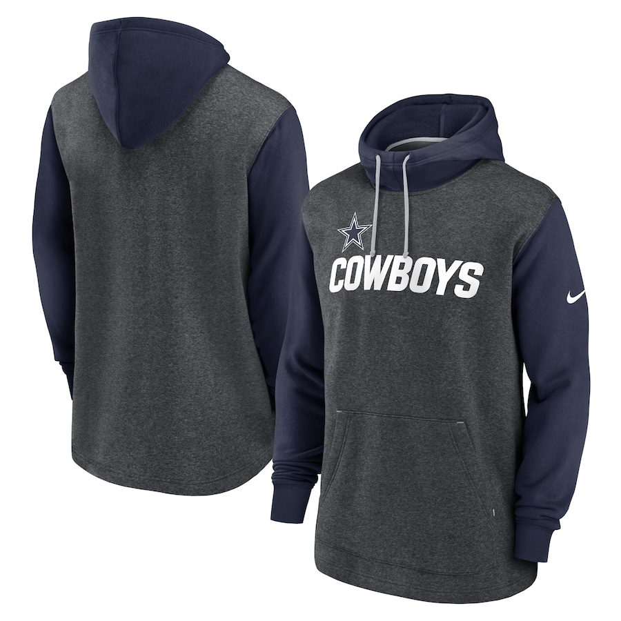 Dallas Cowboys Football Heathered Charcoal/Navy Surrey Legacy Pullover Hoodie - Man