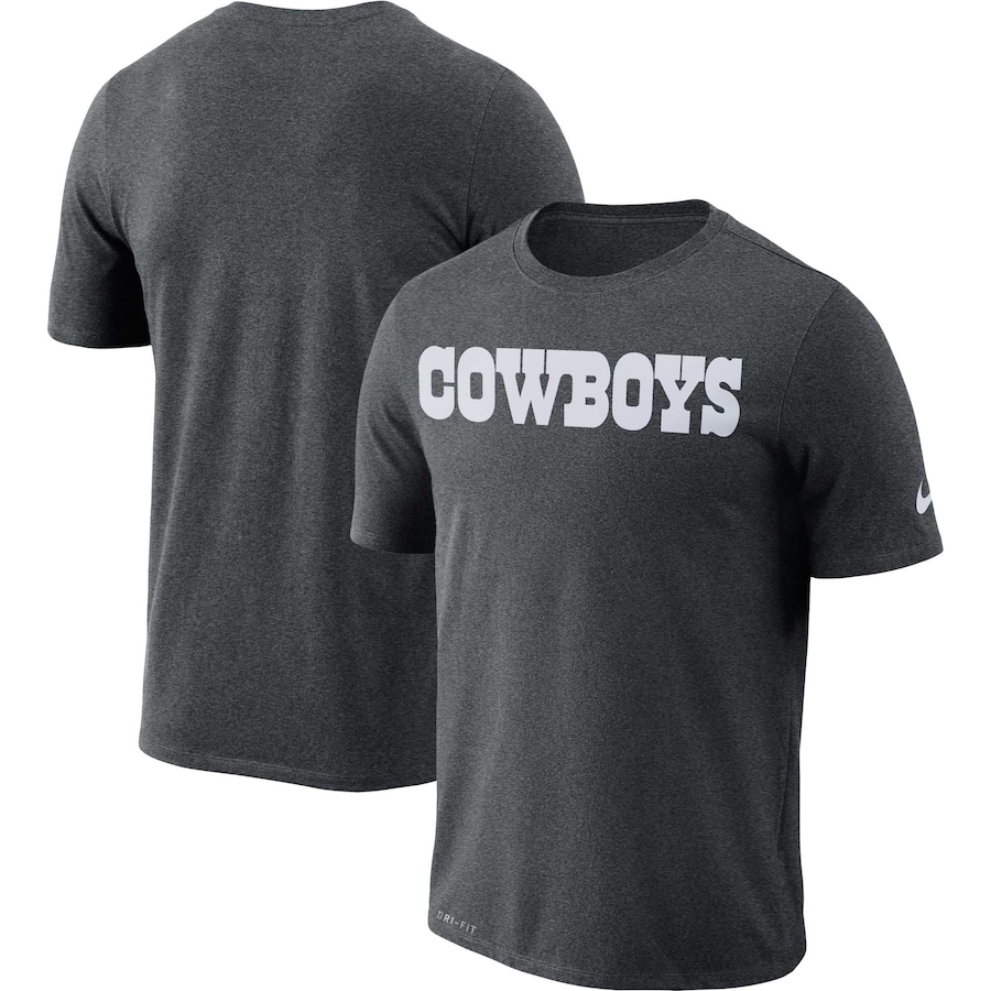 Dallas Cowboys Football Heathered Charcoal Performance Essential Wordmark T-Shirt - Man Dallas Cowboys Football Heathered Charcoal Performance Essential Wordmark T-Shirt - Man