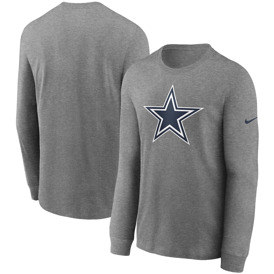 Dallas Cowboys Football Heathered Charcoal Primary Logo Long Sleeve T-Shirt - Man Dallas Cowboys Football Heathered Charcoal Primary Logo Long Sleeve T-Shirt - Man