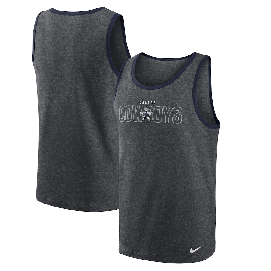 Dallas Cowboys Football Heathered Charcoal Tri-Blend Tank Top - Man Dallas Cowboys Football Heathered Charcoal Tri-Blend Tank Top - Man