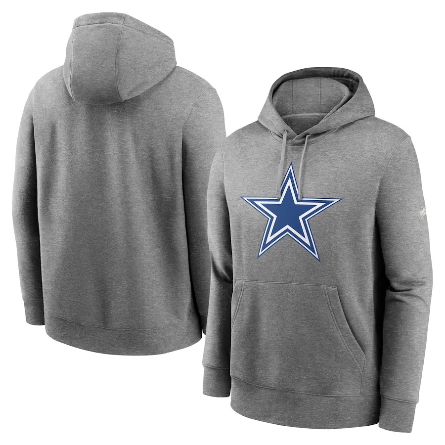 Dallas Cowboys Football Heathered Gray Rewind Club Fleece Pullover Hoodie - Man