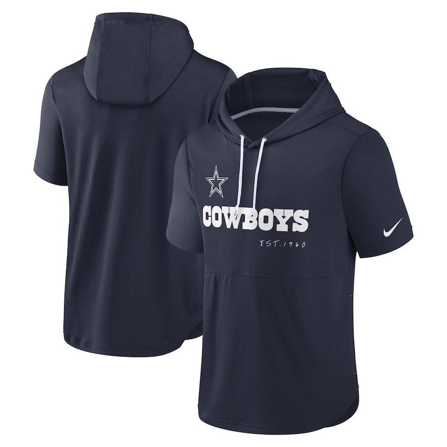 Dallas Cowboys Football Navy Short Sleeve Pullover Hoodie - Man