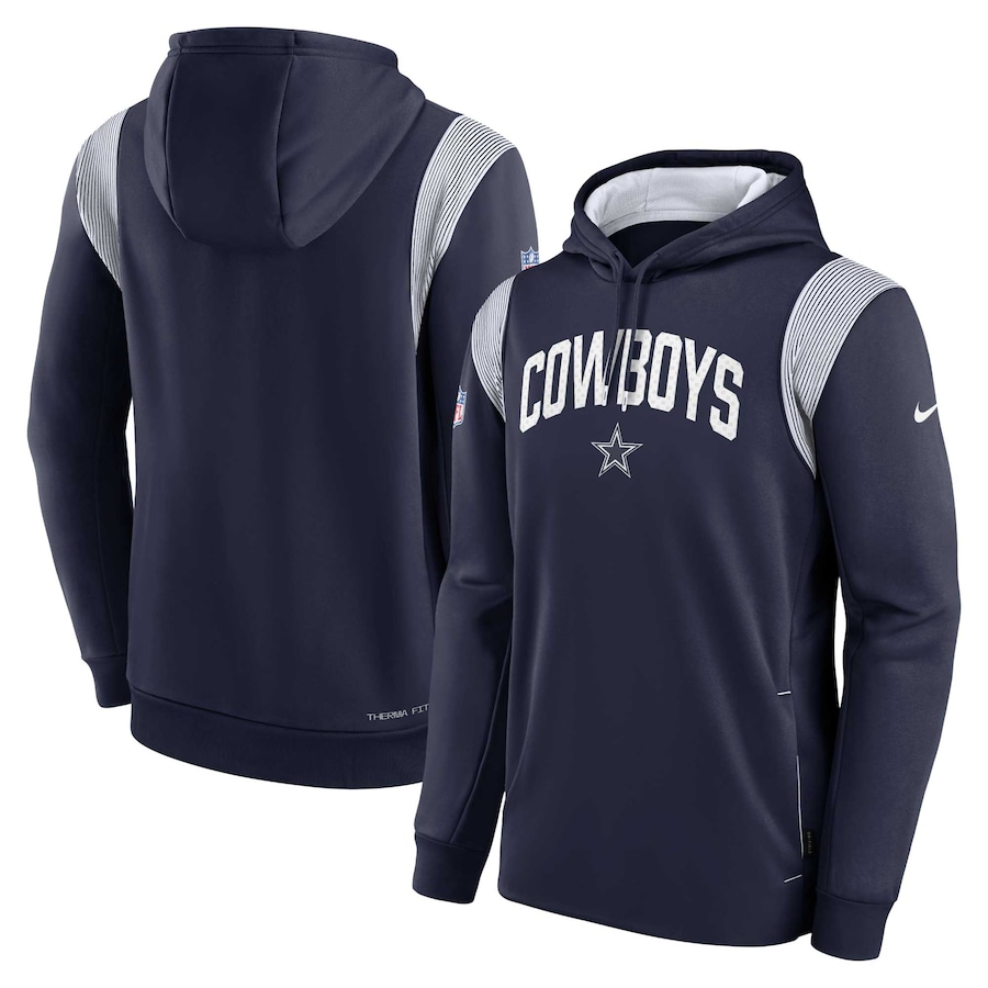 Dallas Cowboys Football Navy Sideline Athletic Stack Performance Pullover Hoodie - Man