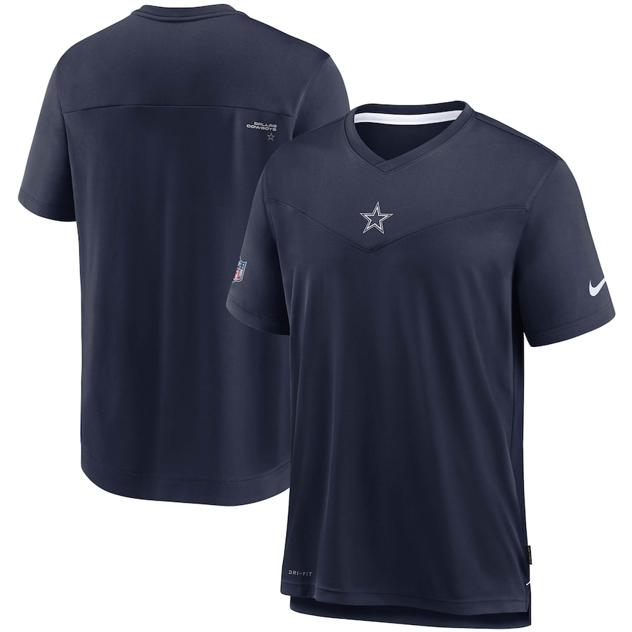 Dallas Cowboys Football Navy Sideline Coaches Performance V-Neck T-Shirt - Man