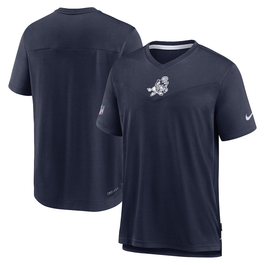 Dallas Cowboys Football Navy Sideline Coaches Vintage Chevron Performance V-Neck T-Shirt - Man Dallas Cowboys Football Navy Sideline Coaches Vintage Chevron Performance V-Neck T-Shirt - Man