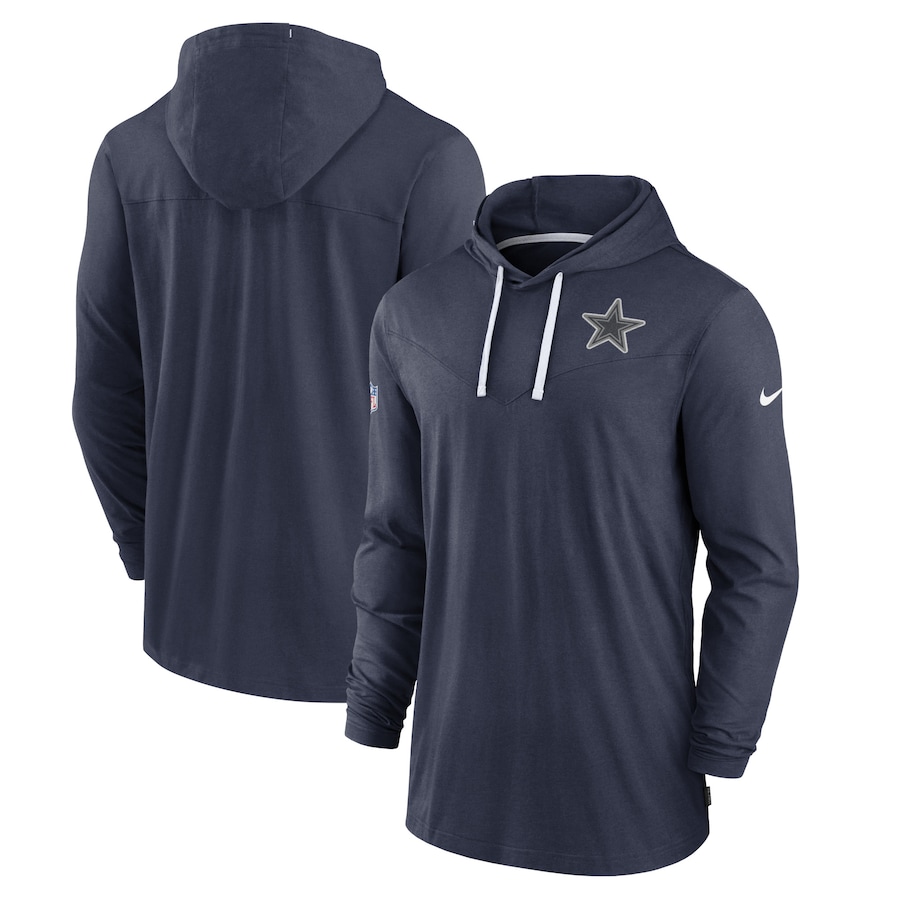 Dallas Cowboys Football Navy Sideline Pop Performance Pullover Long Sleeve Hoodie T-Shirt - Man