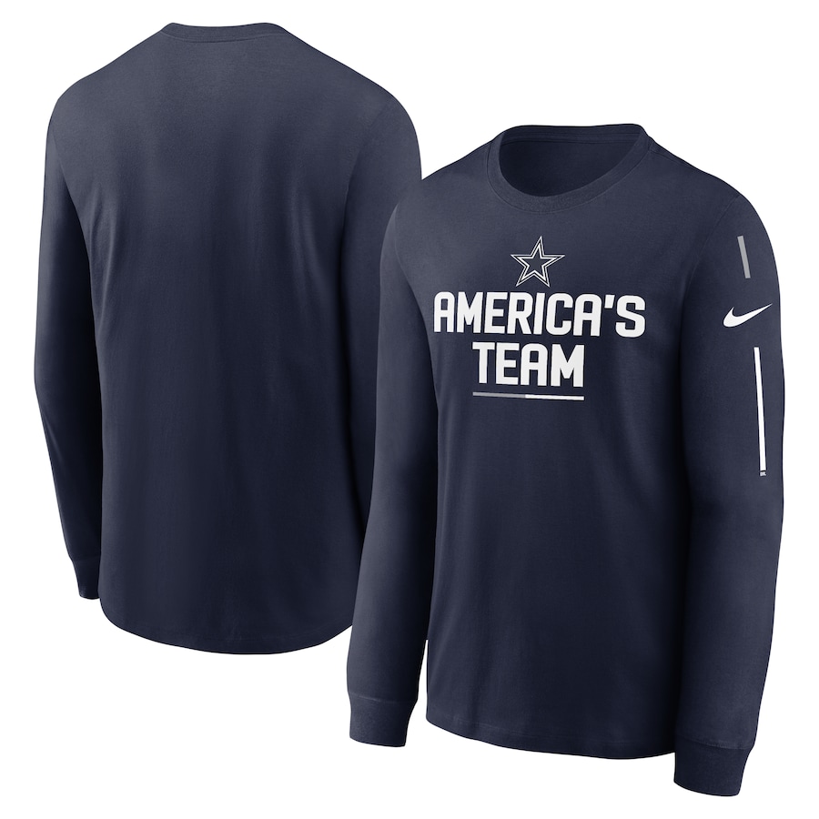 Dallas Cowboys Football Navy Team Slogan Long Sleeve T-Shirt - Man Dallas Cowboys Football Navy Team Slogan Long Sleeve T-Shirt - Man