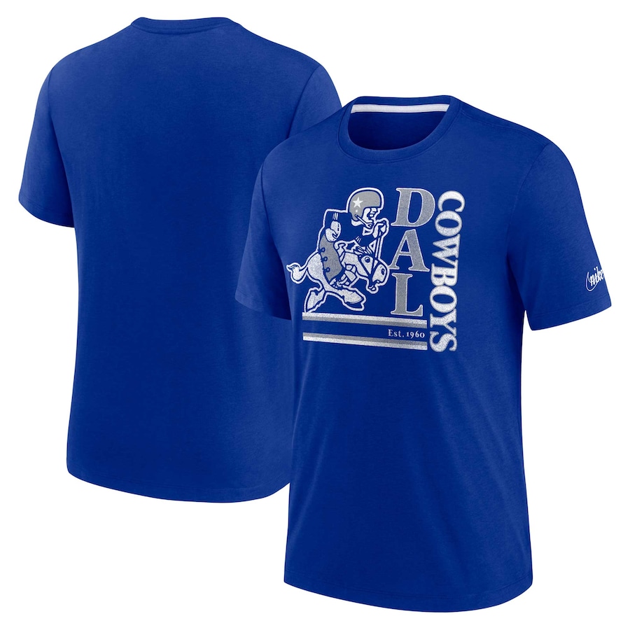 Dallas Cowboys Football Royal Wordmark Logo Tri-Blend T-Shirt - Man Dallas Cowboys Football Royal Wordmark Logo Tri-Blend T-Shirt - Man