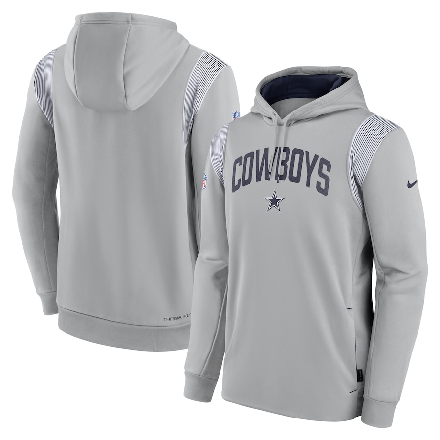 Dallas Cowboys Football Silver Sideline Athletic Stack Performance Pullover Hoodie - Man