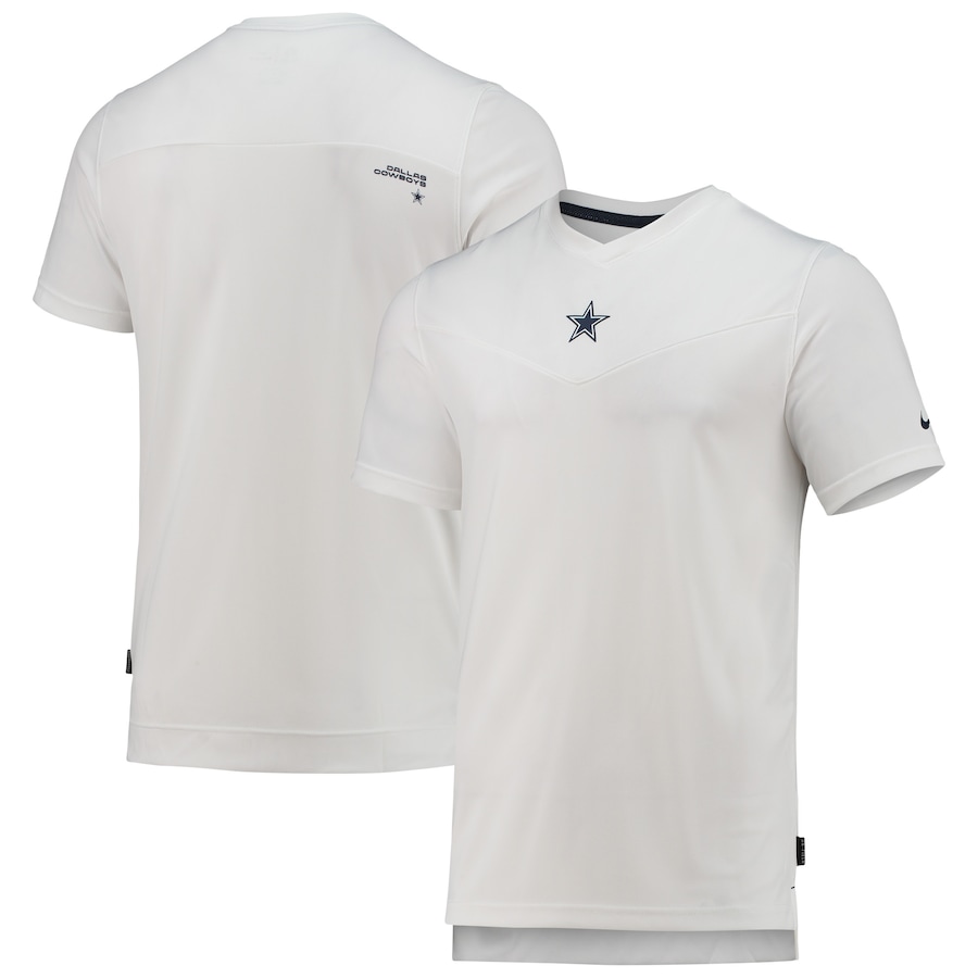 Dallas Cowboys Football White 2021 Sideline Coaches Performance V-Neck T-Shirt - Man
