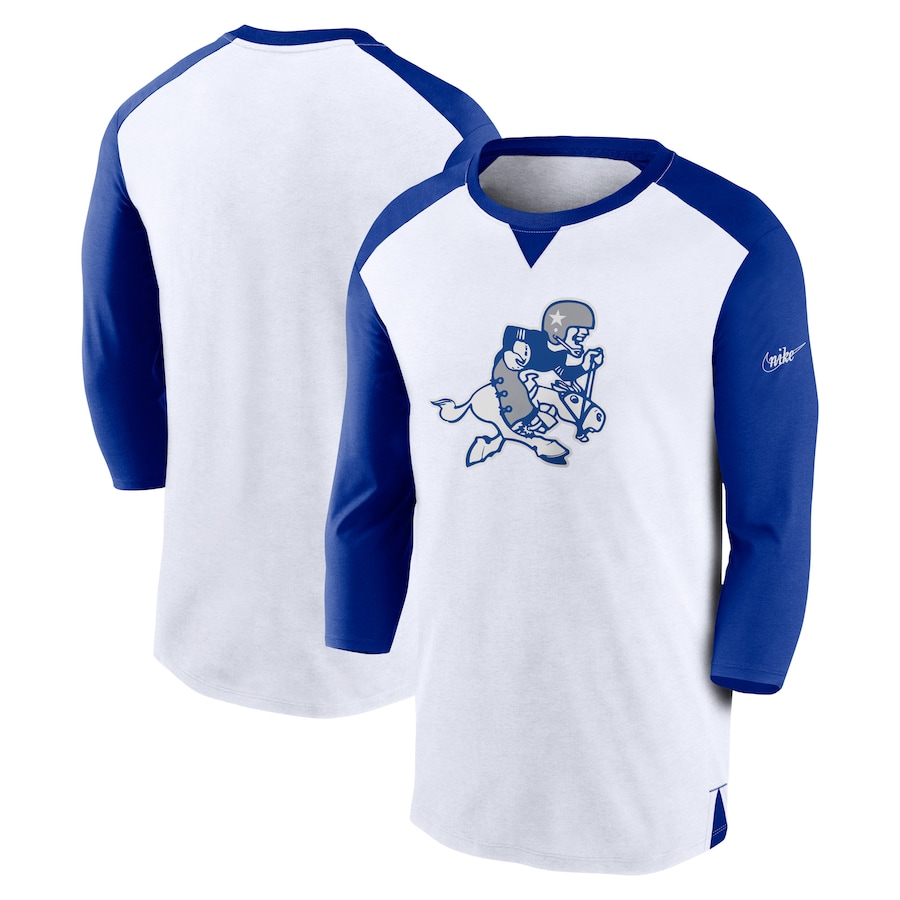 Dallas Cowboys Football White/Royal Rewind 3/4-Sleeve T-Shirt - Man Dallas Cowboys Football White/Royal Rewind 3/4-Sleeve T-Shirt - Man