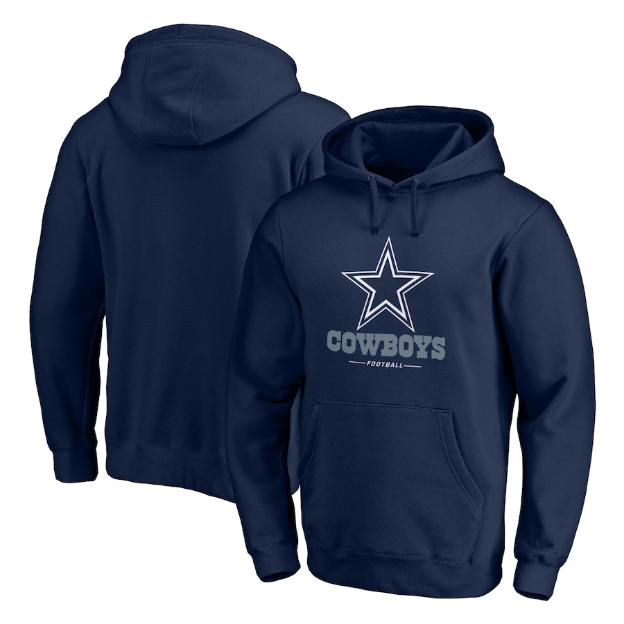 Dallas Cowboyss Navy Logo Team Lockup Fitted Pullover Hoodie - Man Dallas Cowboyss Navy Logo Team Lockup Fitted Pullover Hoodie - Man
