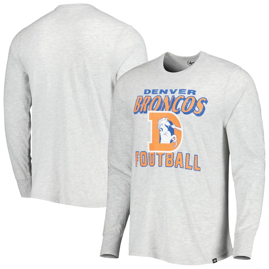 Denver Broncos '47 Heathered Gray Dozer Franklin Long Sleeve T-Shirt - Man