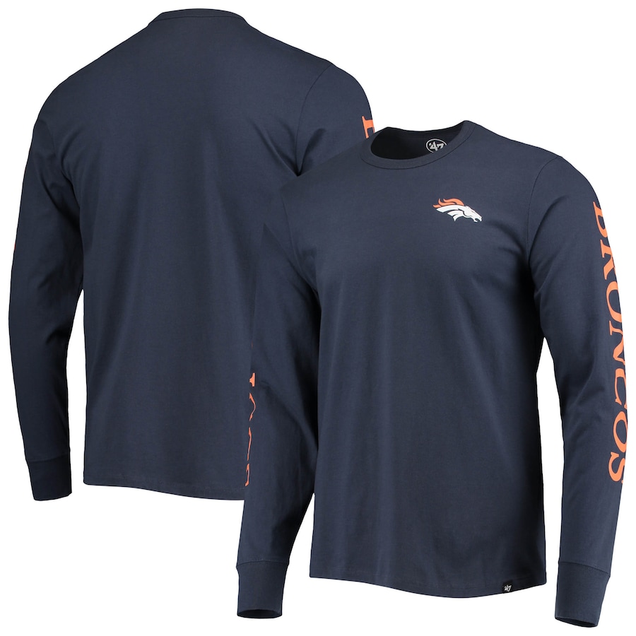 Denver Broncos '47 Navy Franklin Long Sleeve T-Shirt - Man