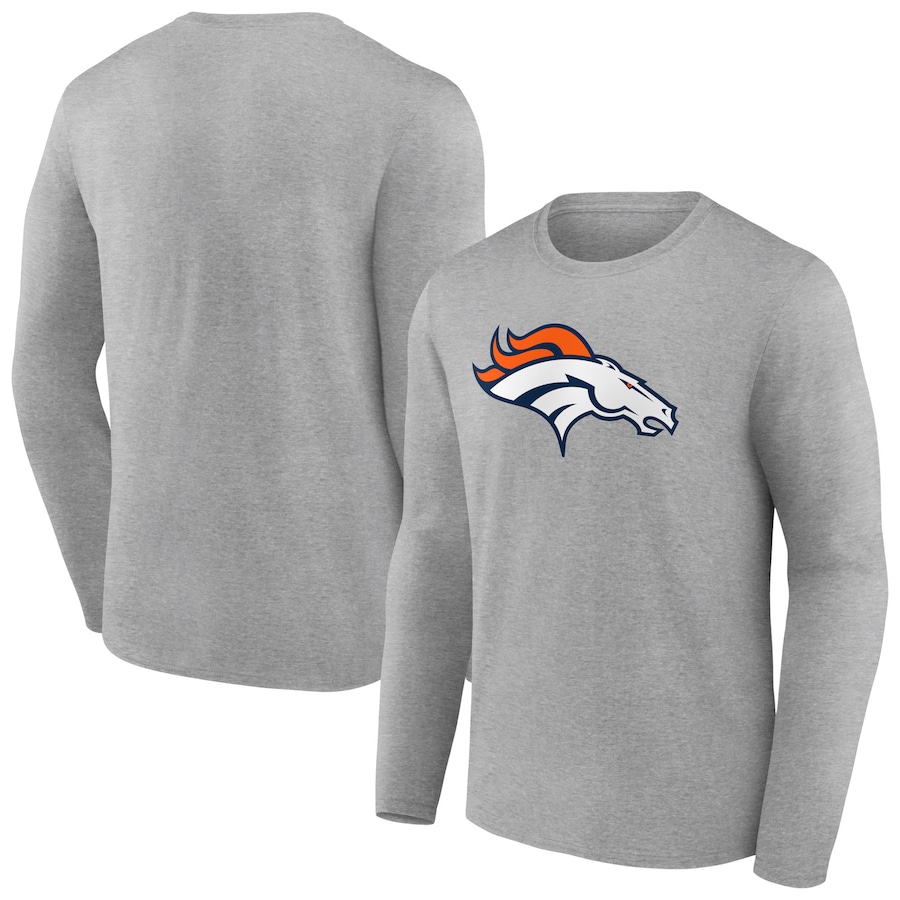 Denver Broncos Heather Gray Primary Team Logo Long Sleeve T-Shirt - Man Denver Broncos Heather Gray Primary Team Logo Long Sleeve T-Shirt - Man