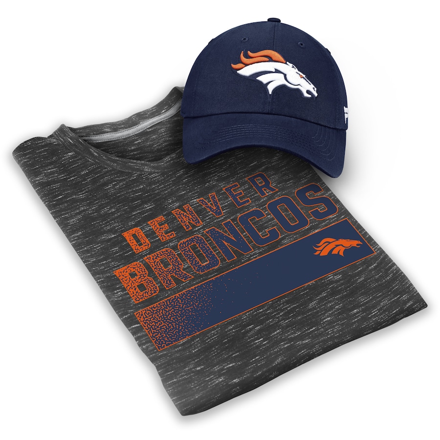 Denver Broncos Heathered Gray/Navy T-Shirt & Adjustable Hat Set - Man Denver Broncos Heathered Gray/Navy T-Shirt & Adjustable Hat Set - Man