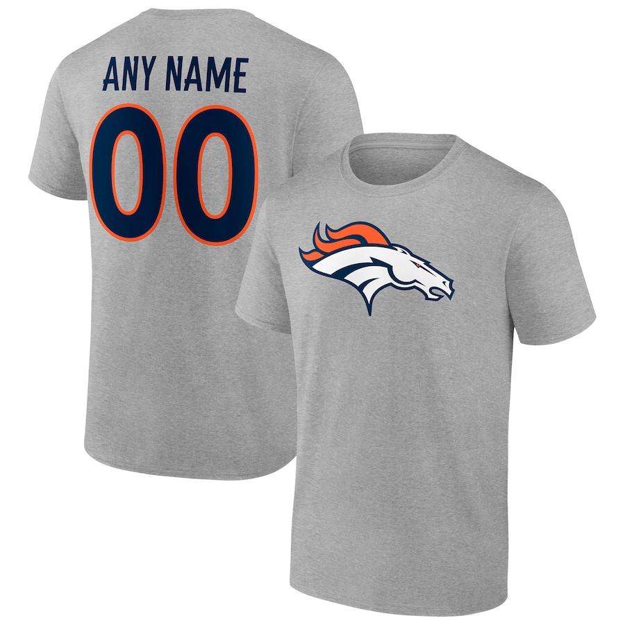 Denver Broncos Heathered Gray Team Authentic Custom T-Shirt - Man Denver Broncos Heathered Gray Team Authentic Custom T-Shirt - Man