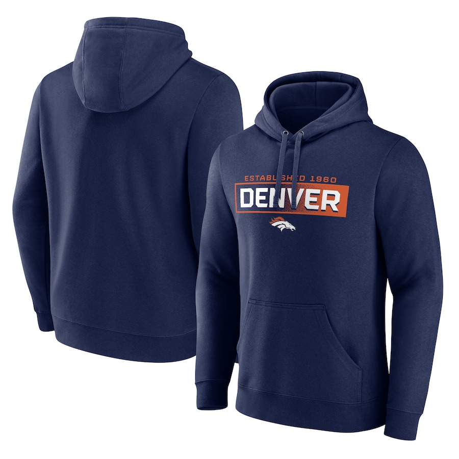 Denver Broncos Navy Down The Field Pullover Hoodie - Man