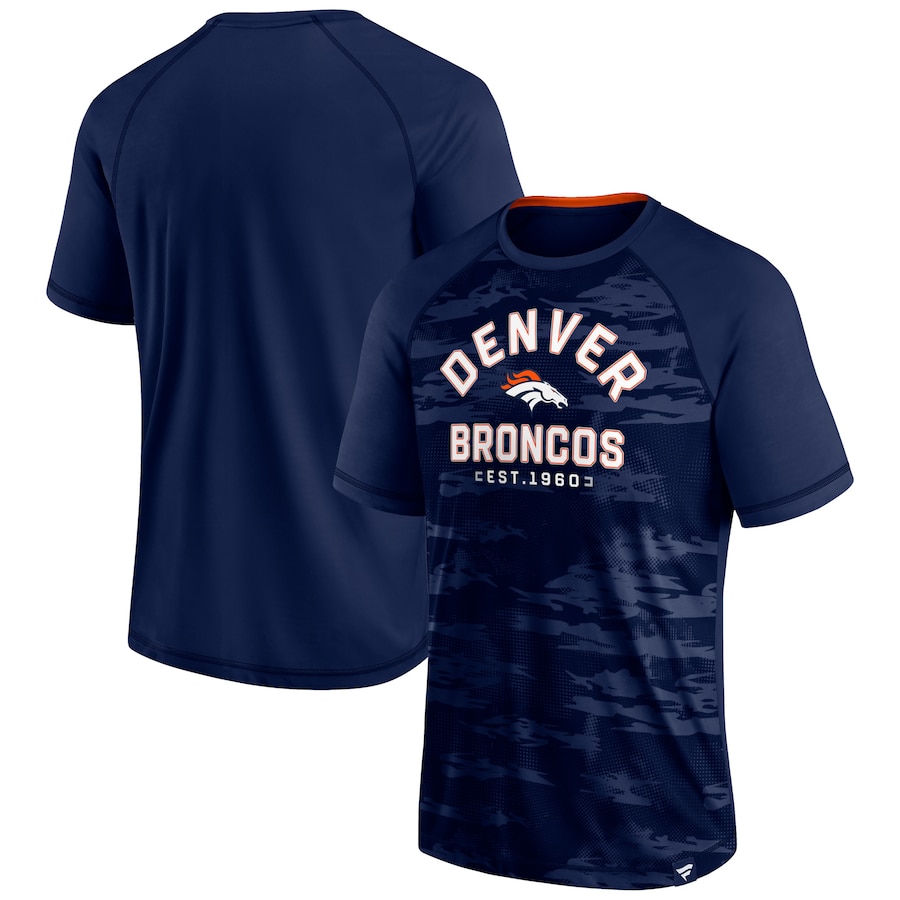 Denver Broncos Navy Hail Mary Raglan T-Shirt - Man Denver Broncos Navy Hail Mary Raglan T-Shirt - Man