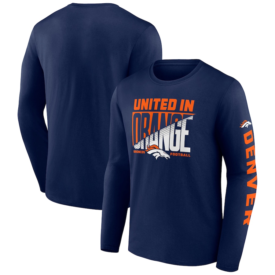 Denver Broncos Navy Hometown Collection Sweep Long Sleeve T-Shirt - Man Denver Broncos Navy Hometown Collection Sweep Long Sleeve T-Shirt - Man