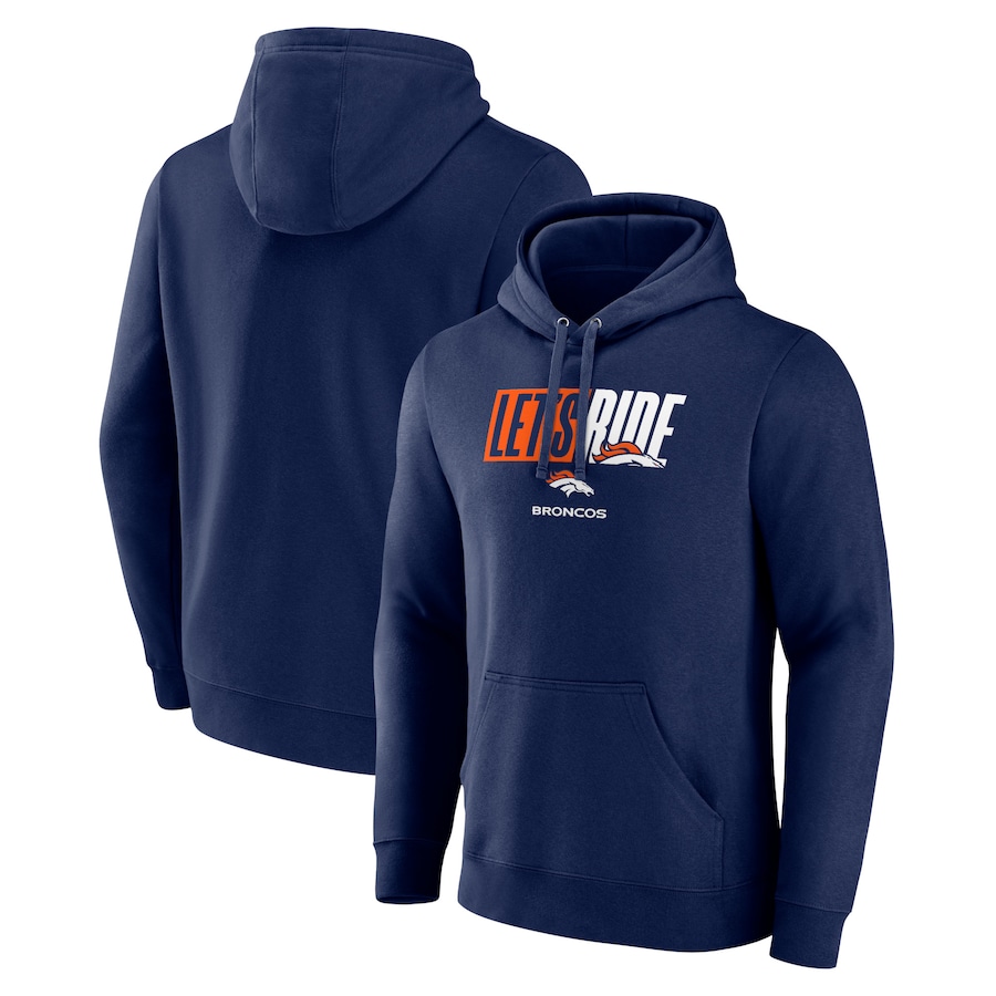 Denver Broncos Navy Let's Ride Pullover Hoodie - Man Denver Broncos Navy Let's Ride Pullover Hoodie - Man