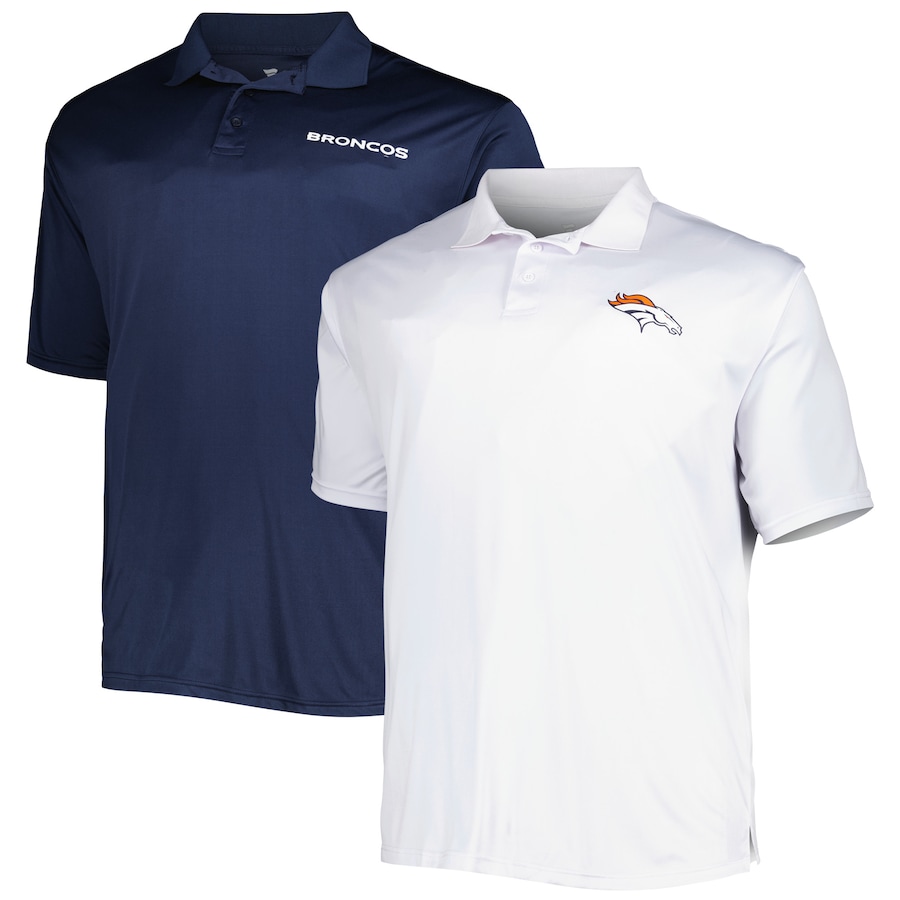 Denver Broncos Navy/White Solid Two-Pack Polo Set - Man