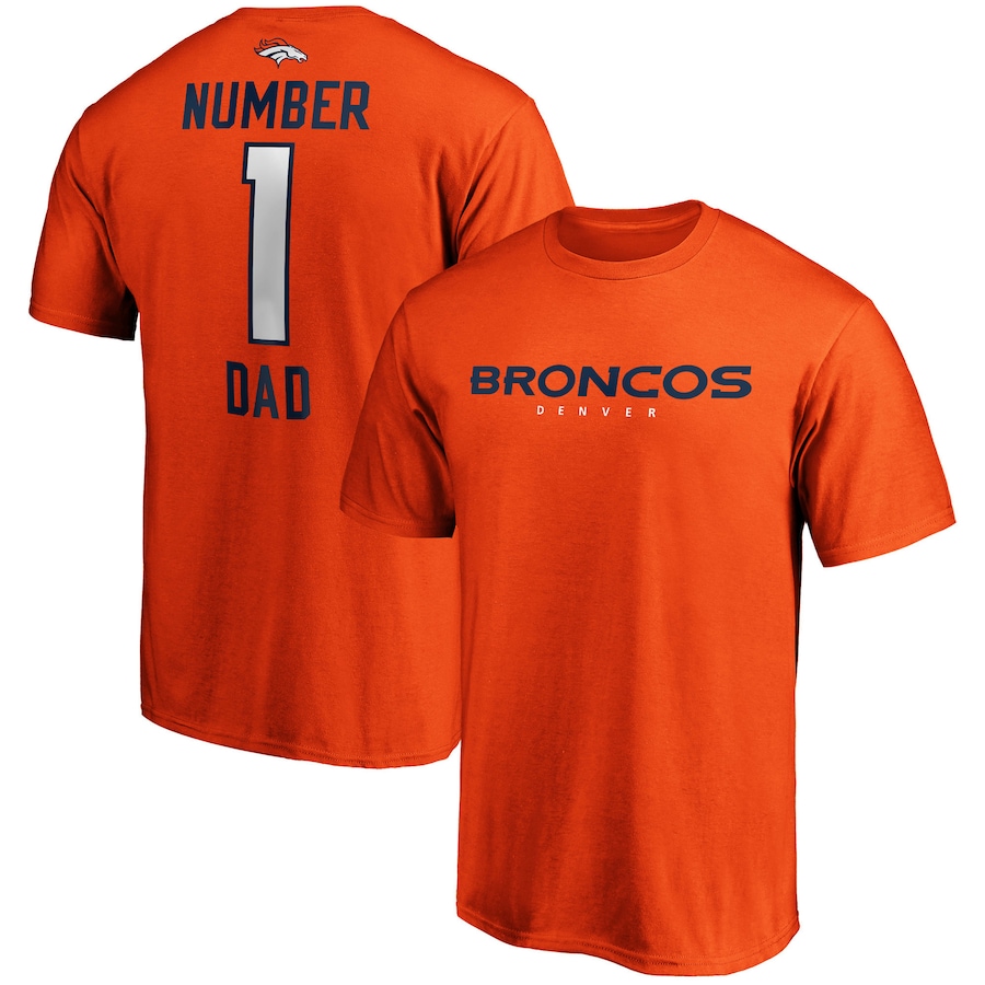 Denver Broncos Orange #1 Dad Crew Neck T-Shirt - Man