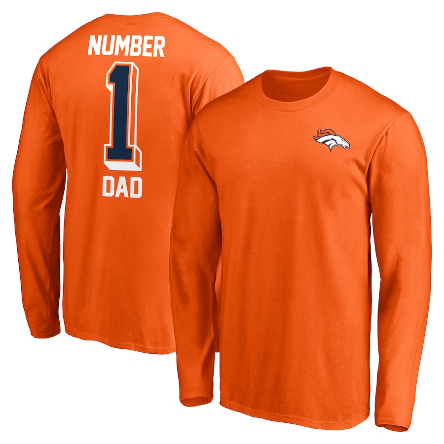 Denver Broncos Orange #1 Dad Long Sleeve T-Shirt - Man