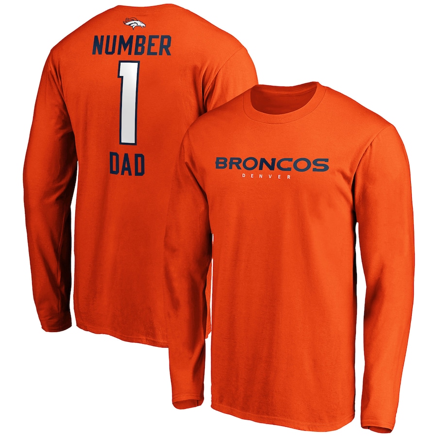 Denver Broncos Orange #1 Dad Long Sleeve Team Logo T-Shirt - Man