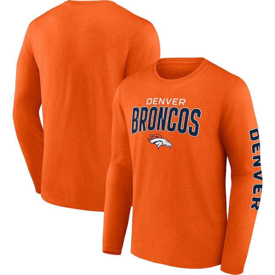 Denver Broncos Orange Go the Distance Long Sleeve T-Shirt - Man Denver Broncos Orange Go the Distance Long Sleeve T-Shirt - Man
