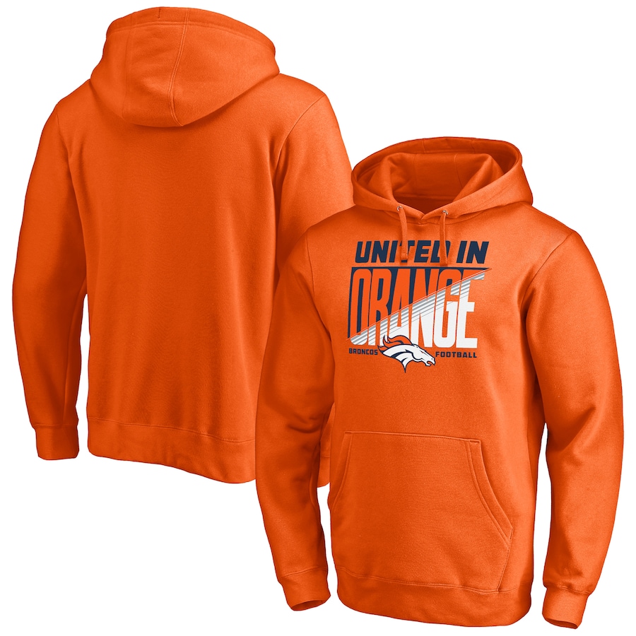 Denver Broncos Orange Hometown Collection United In Orange Logo Fitted Pullover Hoodie - Man
