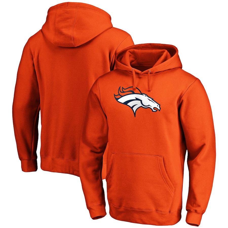 Denver Broncos Orange Primary Logo Fitted Pullover Hoodie - Man