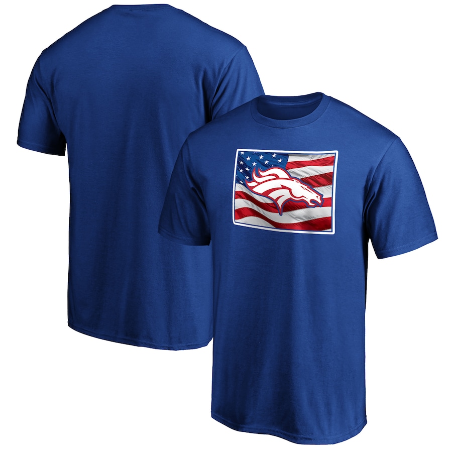 Denver Broncos Royal Banner State T-Shirt - Man Denver Broncos Royal Banner State T-Shirt - Man