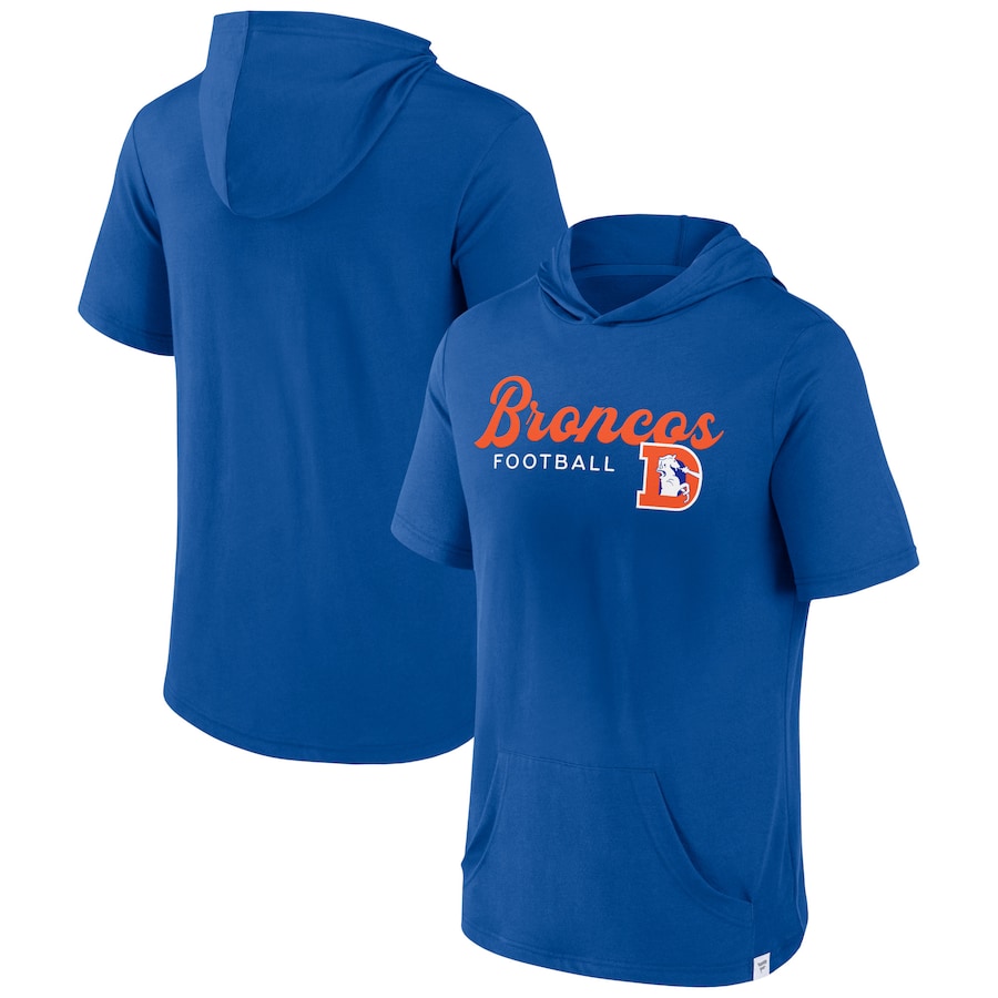 Denver Broncos Royal Offensive Strategy Short Sleeve Pullover Hoodie - Man