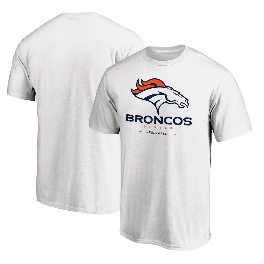 Denver Broncos White Logo Team Lockup T-Shirt - Man