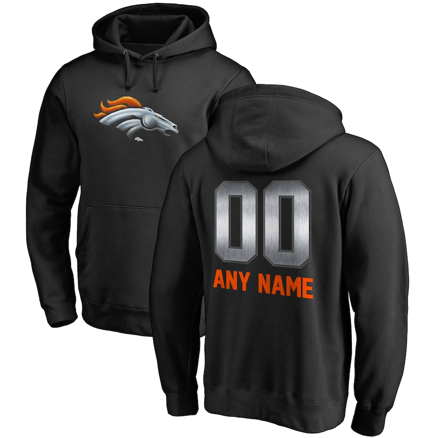 Denver Broncos NFL Pro Line by Black Personalized Midnight Mascot Pullover Hoodie - Man
