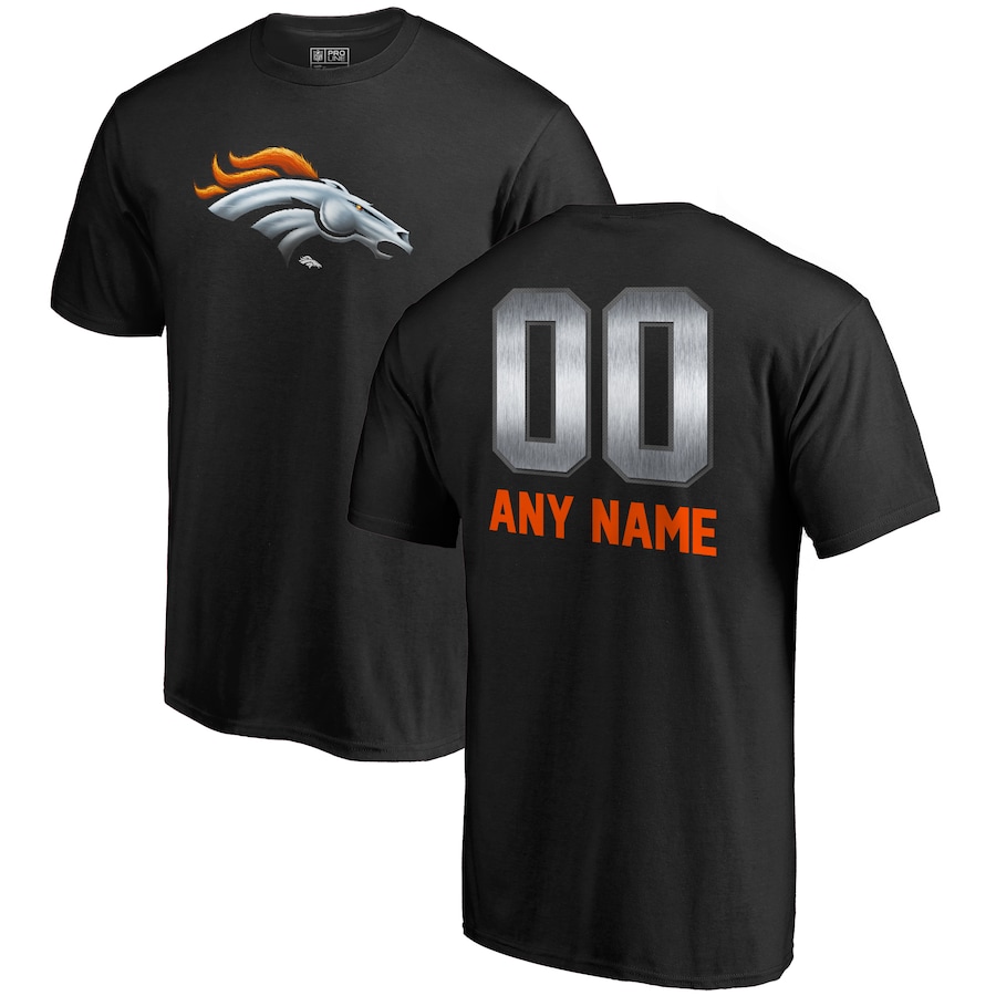 Denver Broncos NFL Pro Line by Black Personalized Midnight Mascot T-Shirt - Man