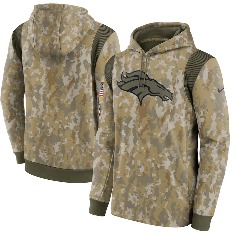 Denver Broncos Football Camo 2021 Salute To Service Therma Performance Pullover Hoodie - Man