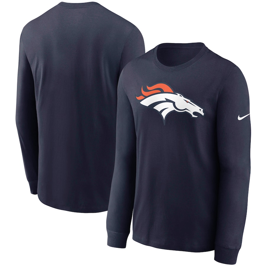 Denver Broncos Football Navy Primary Logo Long Sleeve T-Shirt - Man Denver Broncos Football Navy Primary Logo Long Sleeve T-Shirt - Man