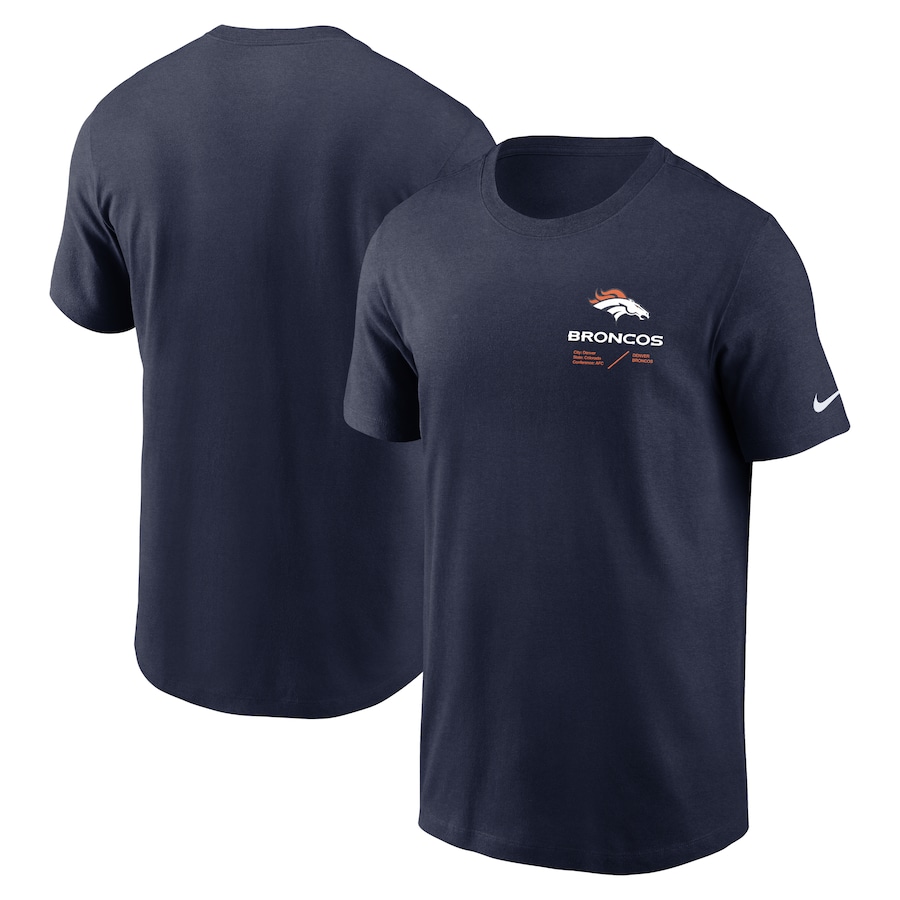 Denver Broncos Football Navy Sideline Infograph Lockup Performance T-Shirt - Man