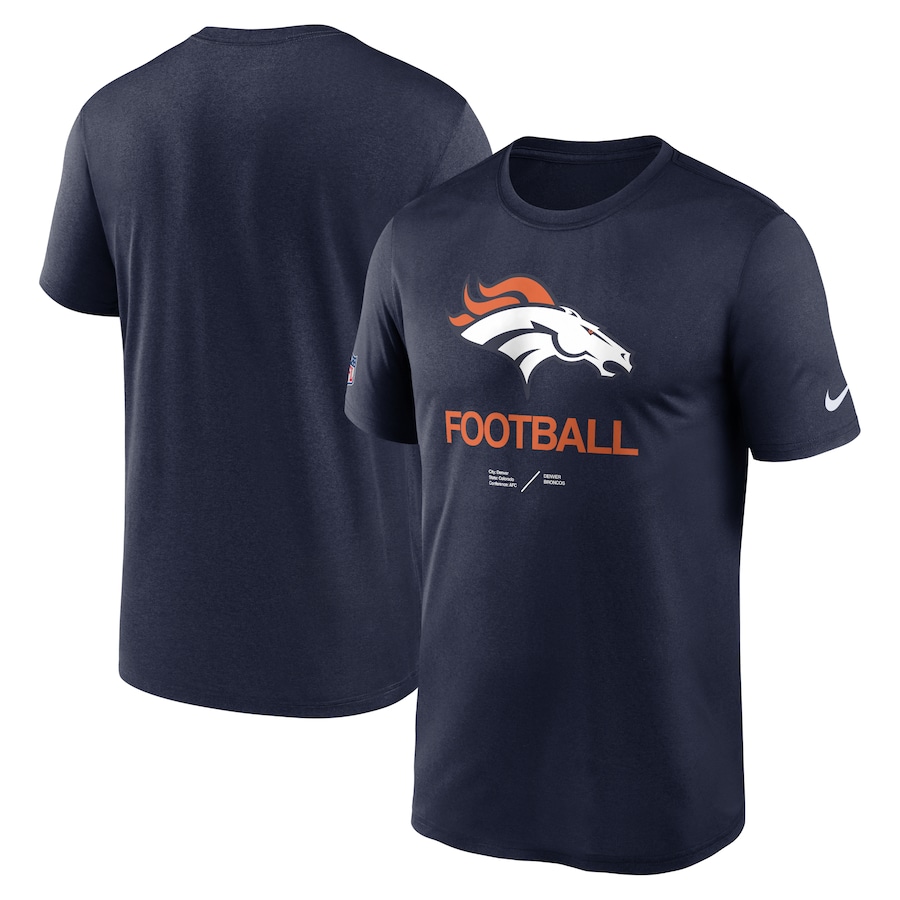 Denver Broncos Football Navy Sideline Infograph Performance T-Shirt - Man Denver Broncos Football Navy Sideline Infograph Performance T-Shirt - Man