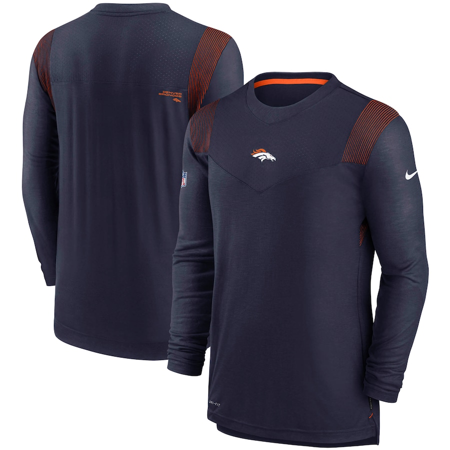 Denver Broncos Football Navy Sideline Player UV Performance Long Sleeve T-Shirt - Man