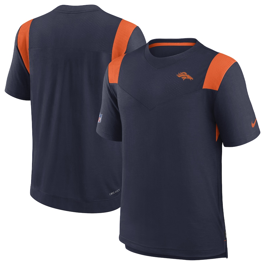 Denver Broncos Football Navy Sideline Tonal Logo Performance Player T-Shirt - Man Denver Broncos Football Navy Sideline Tonal Logo Performance Player T-Shirt - Man
