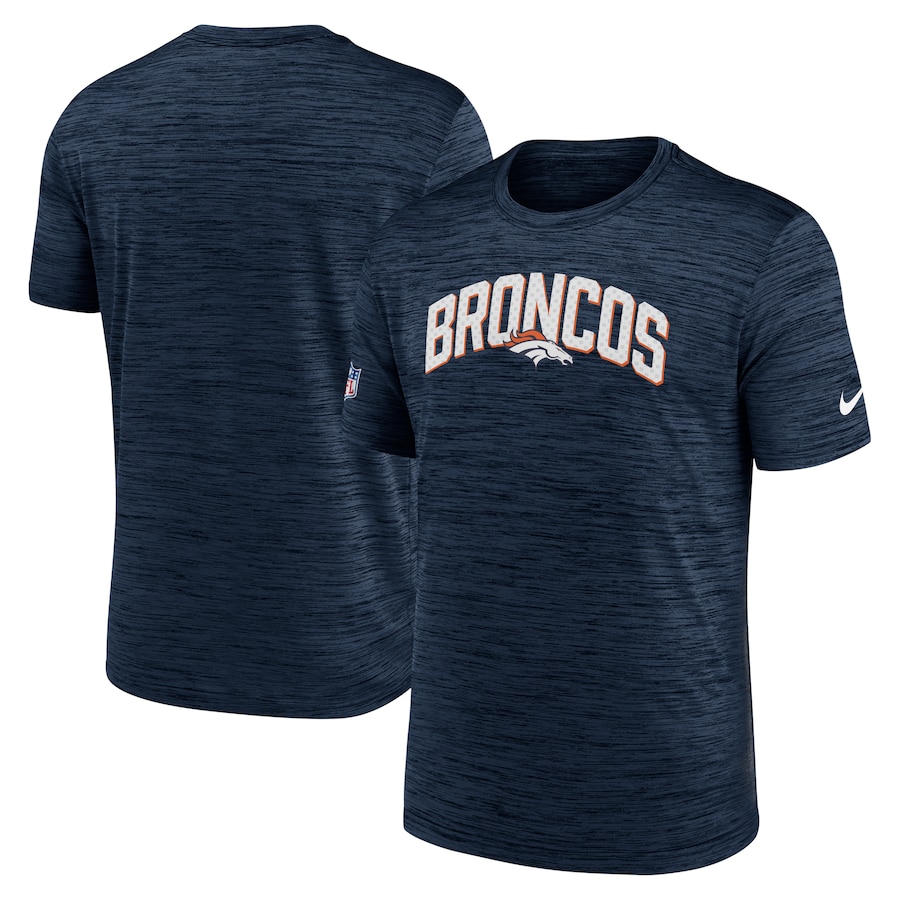 Denver Broncos Football Navy Sideline Velocity Athletic Stack Performance T-Shirt - Man