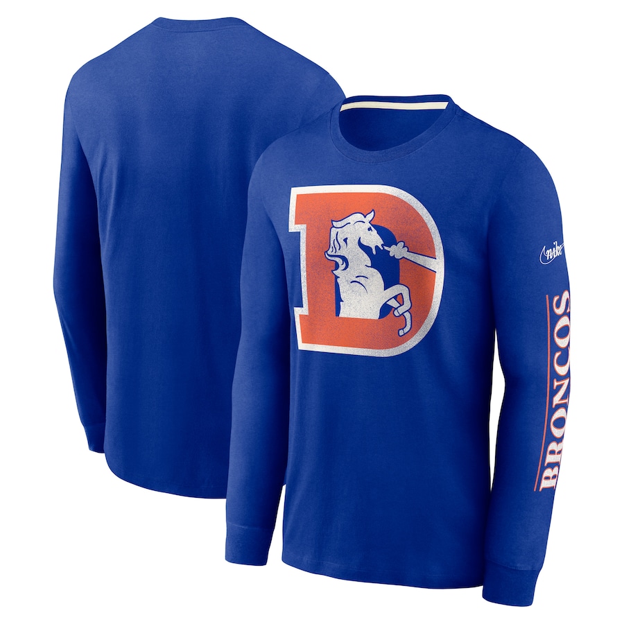 Denver Broncos Football Royal Fashion Tri-Blend Long Sleeve T-Shirt - Man