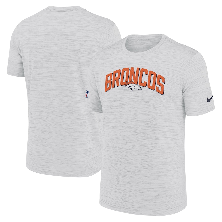 Denver Broncos Football White Sideline Velocity Athletic Stack Performance T-Shirt - Man Denver Broncos Football White Sideline Velocity Athletic Stack Performance T-Shirt - Man